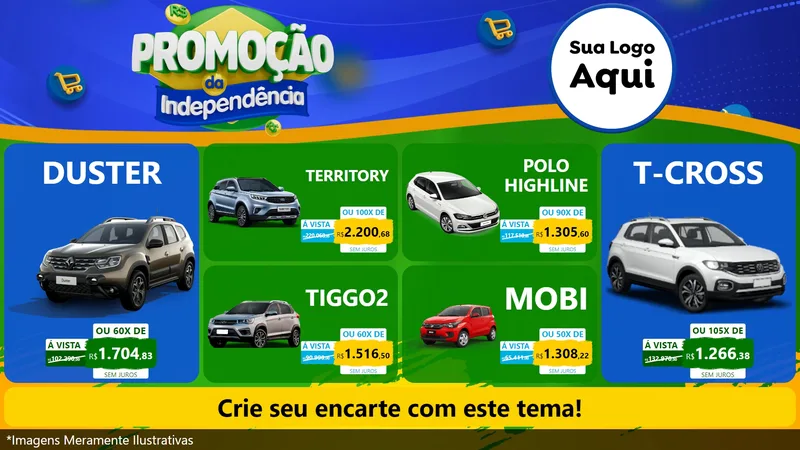 Modelo de TV para TV Horizontal com o tema Promoção da Independência para Concessionaria de Carros