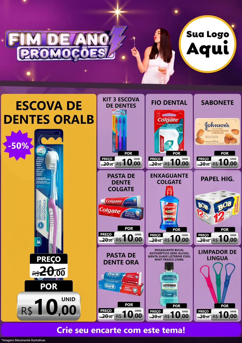 Modelo de Encarte para Encarte A4 Vertical com o tema Fim de Ano Promoções para Higiene Pessoal
