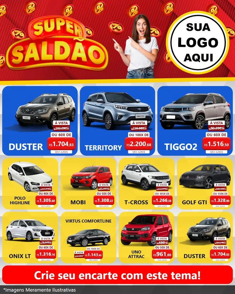 Modelo de Rede Social para Feed Instagram com o tema Super Saldão para Concessionaria de Carros