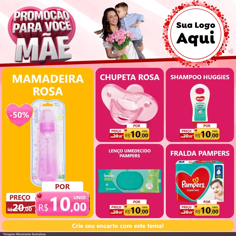 Modelo de Rede Social para Feed Facebook com o tema Promoção Para Você Mãe para Bebês