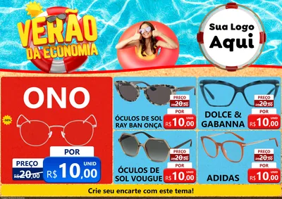 Modelo de Encarte para Encarte A4 Horizontal com o tema Verão da Economia para Óticas