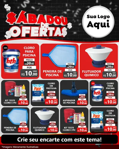 Modelo de Rede Social para Feed Instagram com o tema Sabadou de Ofertas para Produtos para Piscina