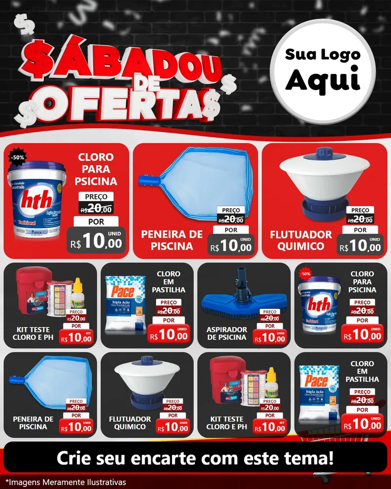 Modelo de Rede Social para Feed Instagram com o tema Sabadou de Ofertas para Produtos para Piscina