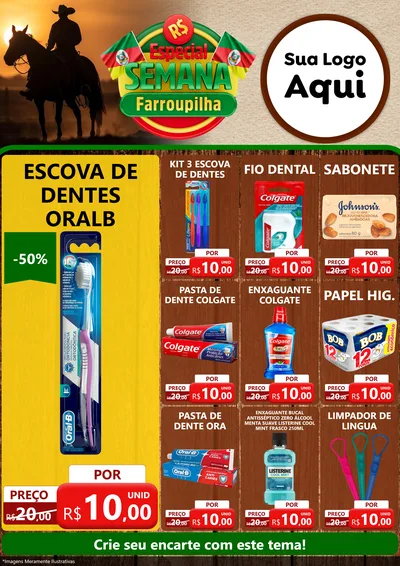 Modelo de Encarte para Encarte A4 Vertical com o tema Especial Semana Farroupilha para Higiene Pessoal