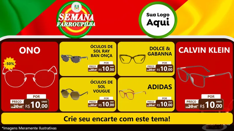 Modelo de TV para TV Horizontal com o tema Semana Farroupilha para Óticas
