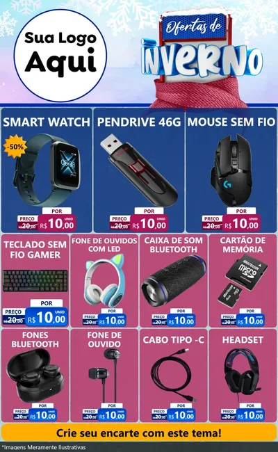 Modelo de Encarte para Encarte Grande com o tema Ofertas de Inverno para Informática