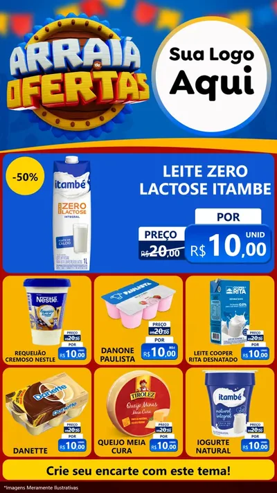 Modelo de Rede Social para Stories com o tema Arraiá de Ofertas - Junina para Frios e Laticínios