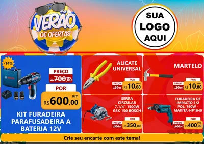 Modelo de Encarte para Encarte A4 Horizontal com o tema Verão de Ofertas para Maquinas e Ferramentas