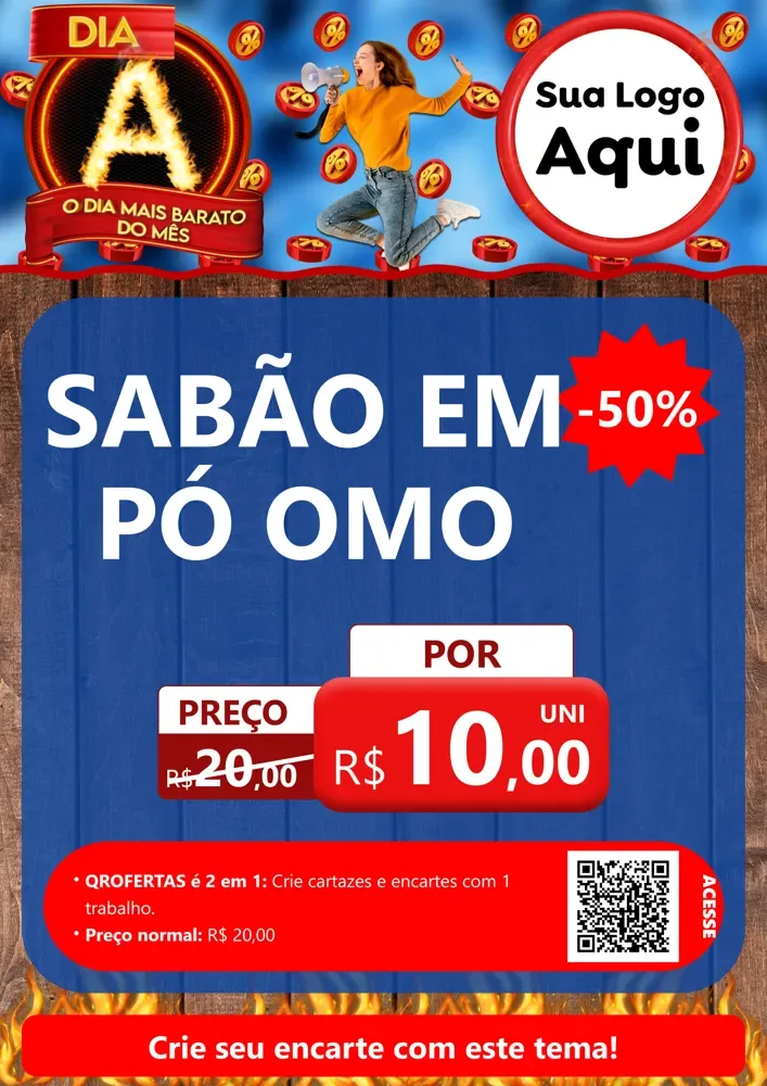 Modelo de Cartaz para Cartaz A4 Vertical com o tema Dia A - O Dia Mais Barato Do Mês para Produtos de Limpeza
