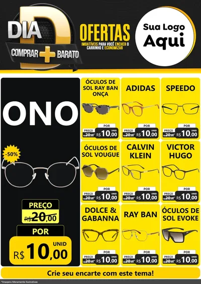 Modelo de Encarte para Encarte A4 Vertical com o tema Dia D Mais Economia para Óticas