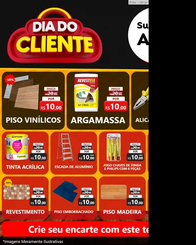 Modelo de Rede Social para Feed Instagram com o tema Dia do Cliente para Material para Construção