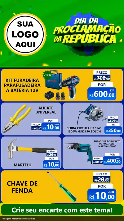 Modelo de TV para TV Vertical com o tema Dia Da Proclamação Da República para Maquinas e Ferramentas