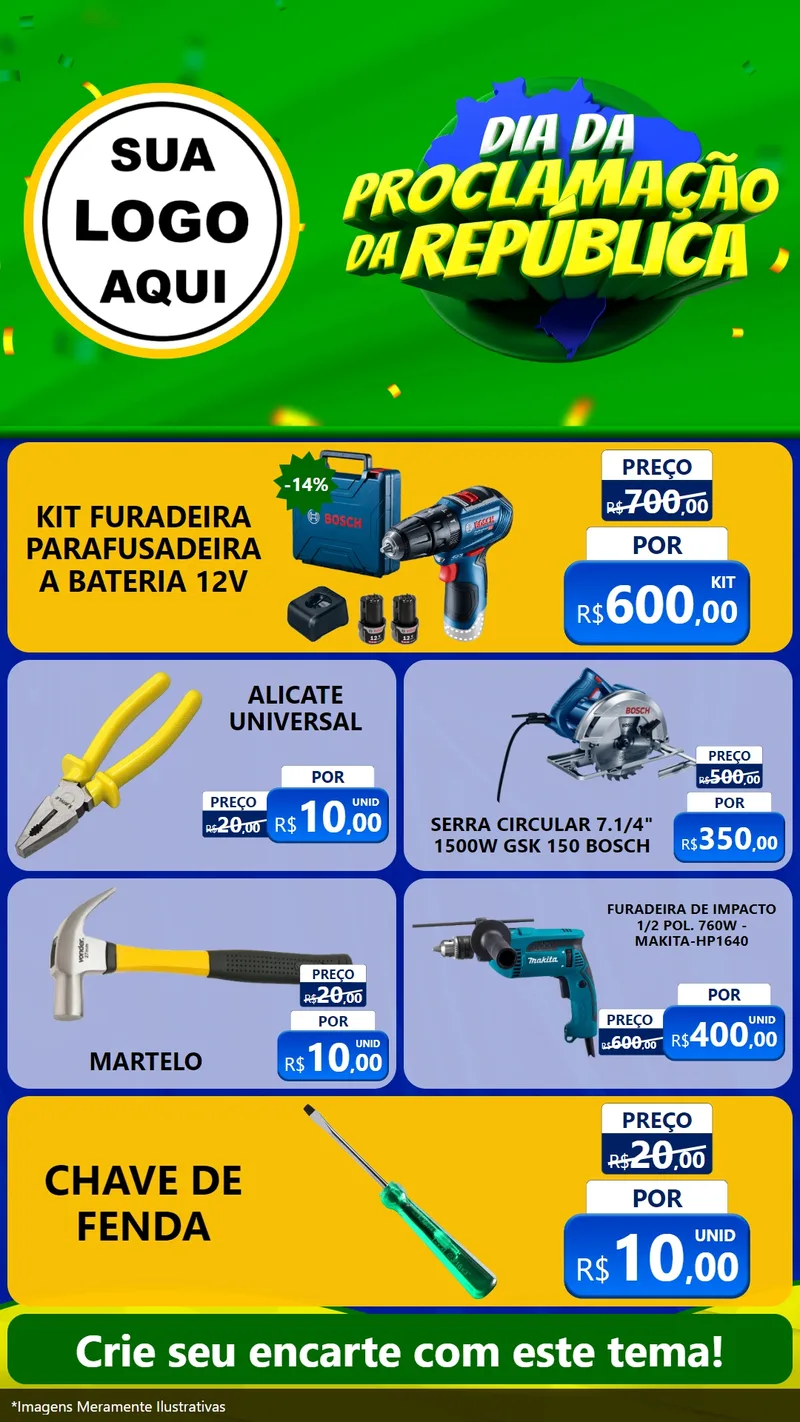 Modelo de TV para TV Vertical com o tema Dia Da Proclamação Da República para Maquinas e Ferramentas