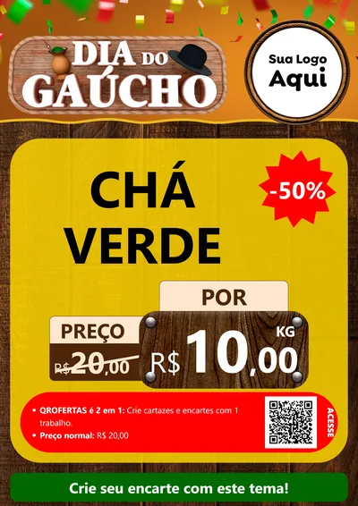 Modelo de Cartaz para Cartaz A4 Vertical com o tema Dia do Gaúcho para Produtos Naturais