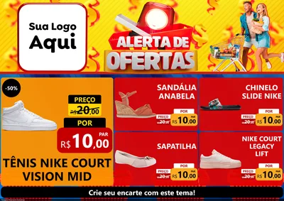 Modelo de Encarte para Encarte A4 Horizontal com o tema Alerta de Ofertas para Calçados