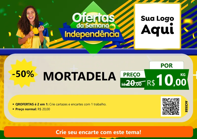 Modelo de Cartaz para Cartaz A4 Horizontal com o tema Ofertas da Semana da Independência para Frios e Laticínios
