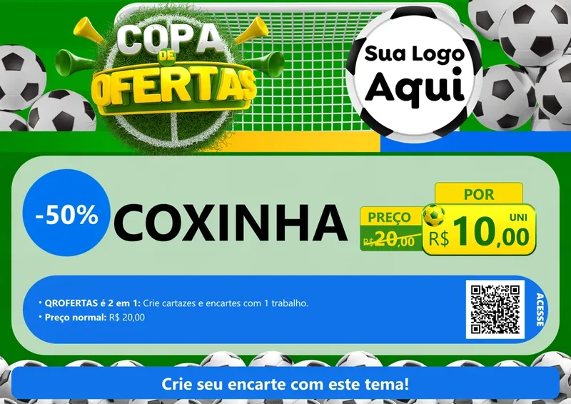 Modelo de Cartaz para Cartaz A4 Horizontal com o tema Copa De Ofertas para Salgadaria