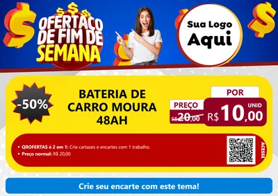 Modelo de Cartaz para Cartaz A4 Horizontal com o tema Ofertaço de Fim de Semana para Baterias Elétricas