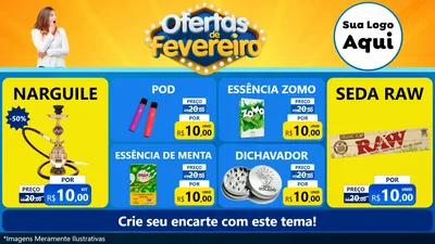 Modelo de TV para TV Horizontal com o tema Ofertas de Fevereiro para Tabacaria