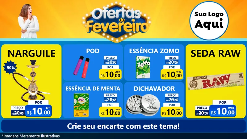 Modelo de TV para TV Horizontal com o tema Ofertas de Fevereiro para Tabacaria