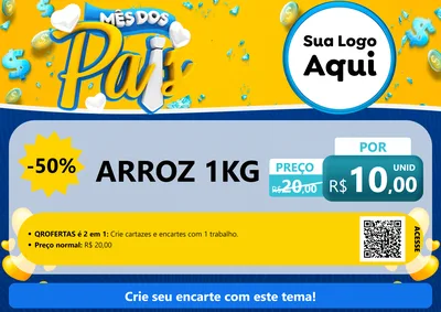 Modelo de Cartaz para Cartaz A4 Horizontal com o tema Mês dos Pais para Supermercado