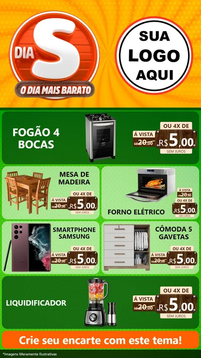 Modelo de TV para TV Vertical com o tema Dia S - O Dia Mais Barato para Móveis e Eletro