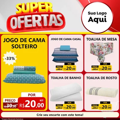 Modelo de Rede Social para Feed Facebook com o tema Super Ofertas para Cama, Mesa e Banho