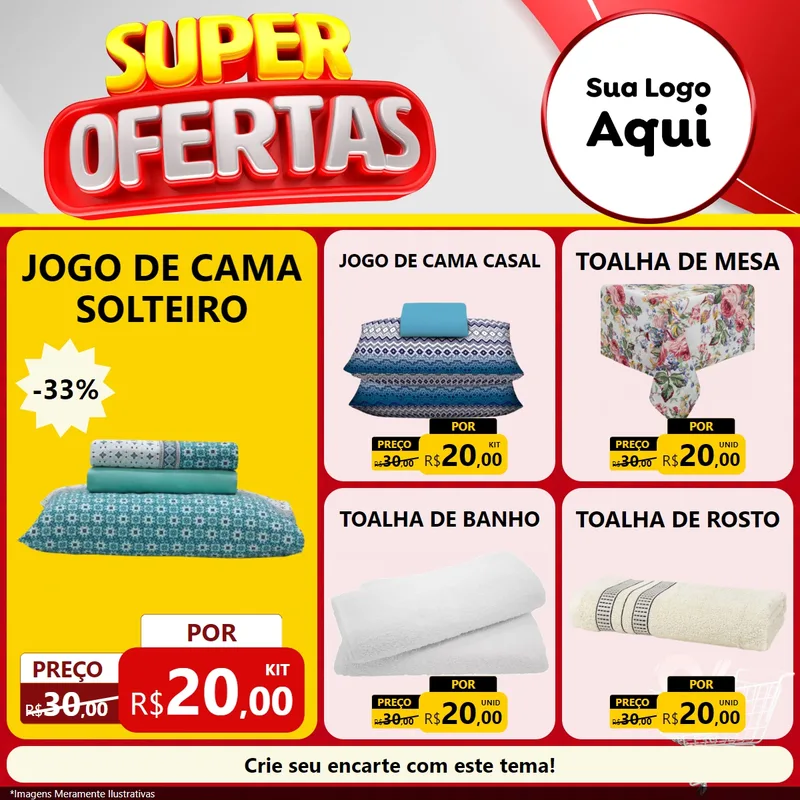 Modelo de Rede Social para Feed Facebook com o tema Super Ofertas para Cama, Mesa e Banho