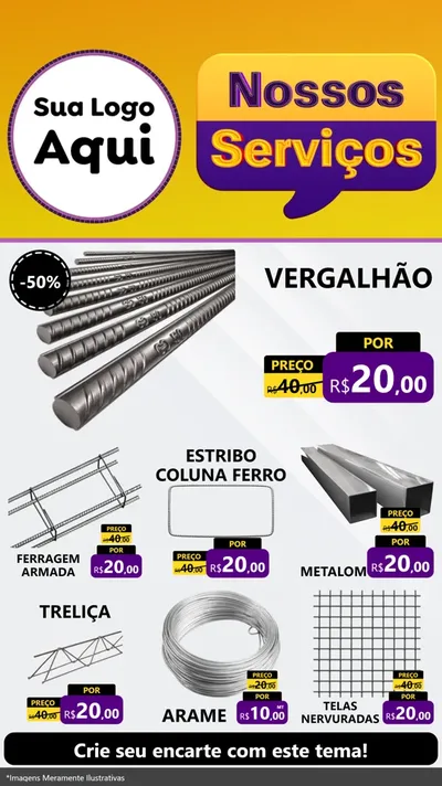 Modelo de Rede Social para Stories com o tema Nossos Serviços para Ferragens