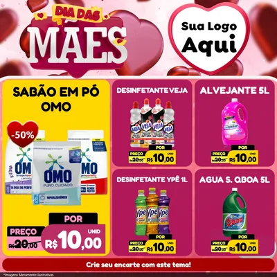 Modelo de Rede Social para Feed Facebook com o tema Dia Das Mães para Produtos de Limpeza