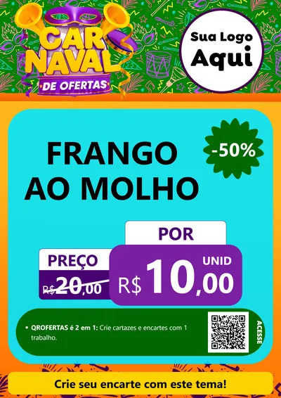 Modelo de Cartaz para Cartaz A4 Vertical com o tema Carnaval de Ofertas para Restaurante