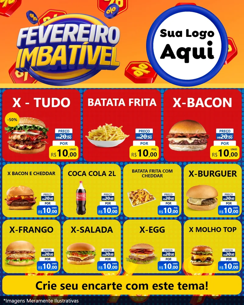 Modelo de Rede Social para Feed Instagram com o tema Fevereiro Imbatível para Hamburgueria