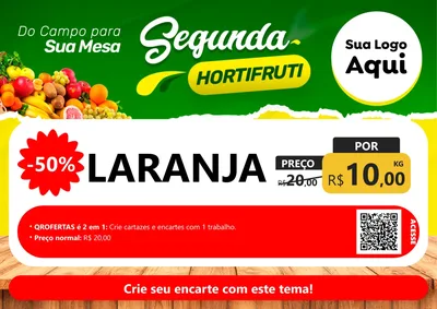 Modelo de Cartaz para Cartaz A4 Horizontal com o tema Segunda hortifruti para Hortifrúti