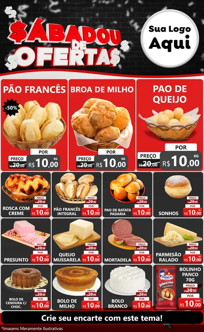 Modelo de Encarte para Encarte Grande com o tema Sabadou de Ofertas para Padaria