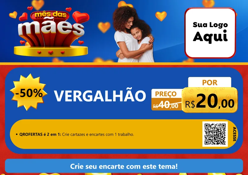 Modelo de Cartaz para Cartaz A4 Horizontal com o tema Mês das Mães para Ferragens