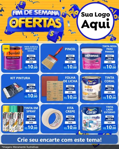 Modelo de Rede Social para Feed Instagram com o tema Fim de Semana de Ofertas para Tintas e Ferramentas