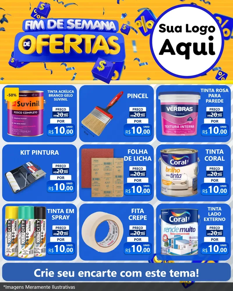 Modelo de Rede Social para Feed Instagram com o tema Fim de Semana de Ofertas para Tintas e Ferramentas