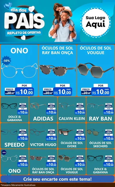 Modelo de Encarte para Encarte Grande com o tema Dia Dos Pais Repleto de Ofertas para Óticas