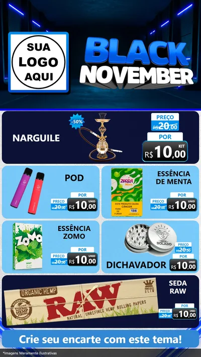 Modelo de TV para TV Vertical com o tema Black November para Tabacaria