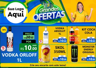 Modelo de Encarte para Encarte A4 Horizontal com o tema Grandes Ofertas para Distribuidora de bebidas