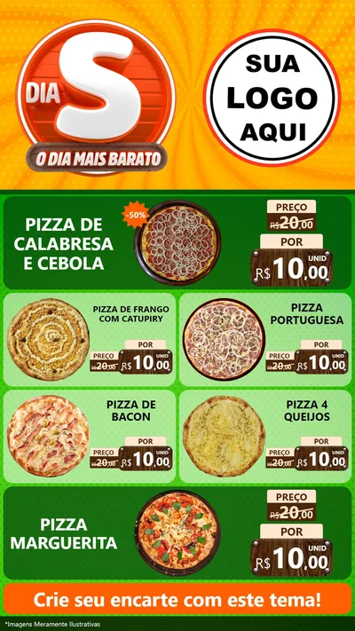 Modelo de TV para TV Vertical com o tema Dia S - O Dia Mais Barato para Pizzaria