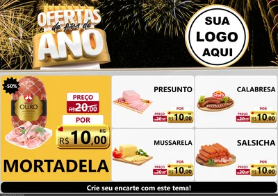 Modelo de Encarte para Encarte A4 Horizontal com o tema Ofertas de Fim de Ano para Frios e Laticínios