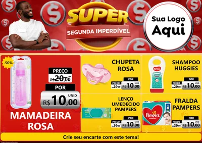 Modelo de Encarte para Encarte A4 Horizontal com o tema Super Segunda Imperdível para Bebês