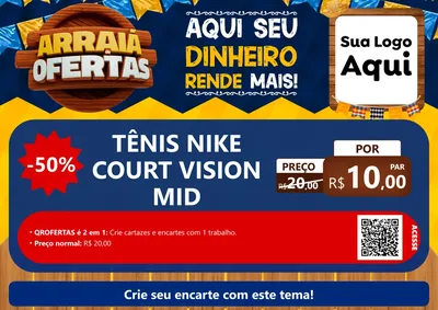 Modelo de Cartaz para Cartaz A4 Horizontal com o tema Arraiá de Ofertas - Junina para Calçados