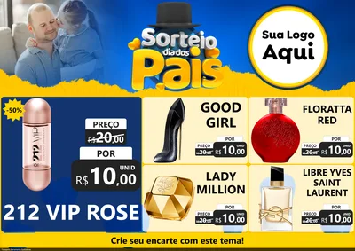 Modelo de Encarte para Encarte A4 Horizontal com o tema Sorteio Dia Dos Pais para Perfumes