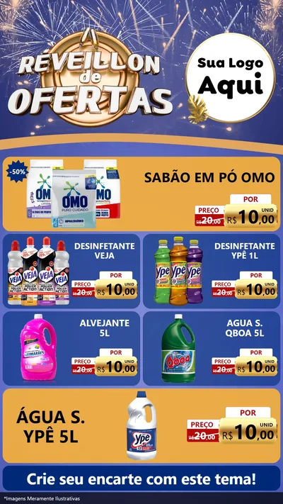 Modelo de TV para TV Vertical com o tema Réveillon de Ofertas para Produtos de Limpeza