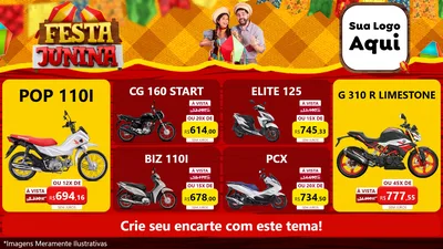 Modelo de TV para TV Horizontal com o tema Festa Junina para Concessionaria de Motos