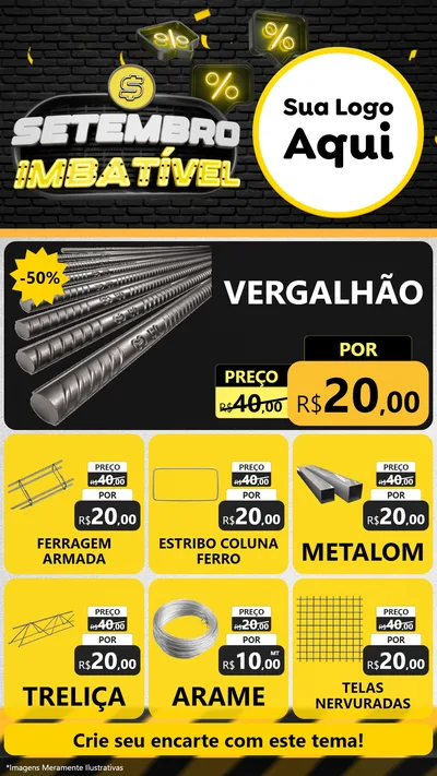 Modelo de Rede Social para Stories com o tema Setembro Imbatível para Ferragens