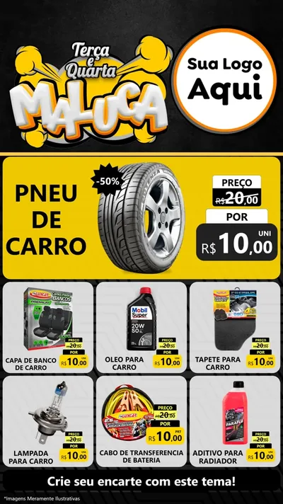 Modelo de Rede Social para Stories com o tema Terça e Quarta Maluca para Auto peças