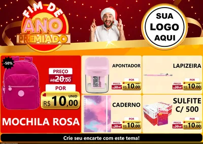 Modelo de Encarte para Encarte A4 Horizontal com o tema Fim de Ano Premiado para Papelaria